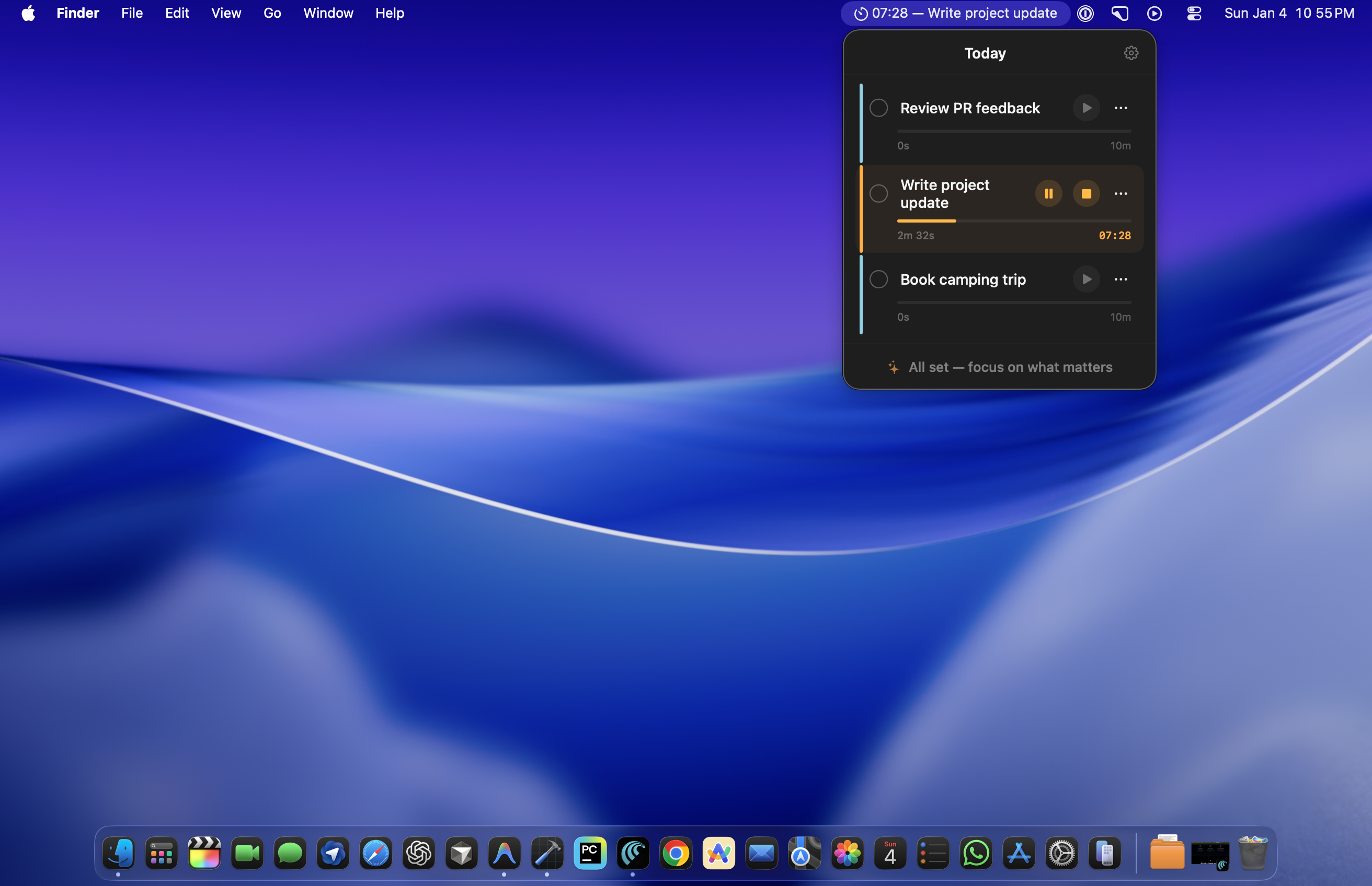 GoTrio in macOS menu bar